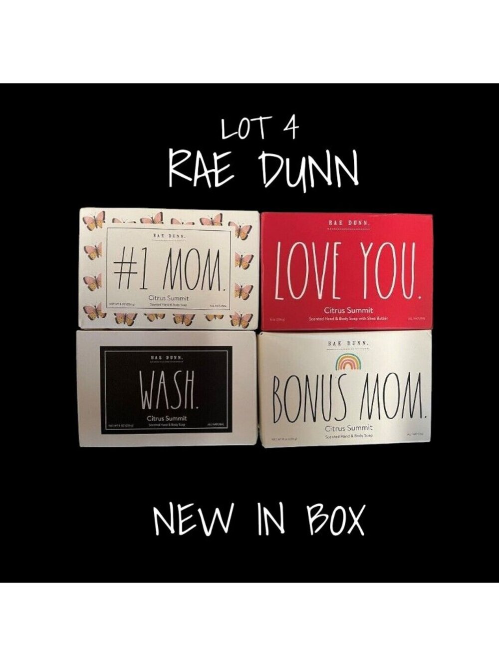 Rae Dunn Hand & Body Citrus Bar Soaps Set of 4 Brand New In Box
